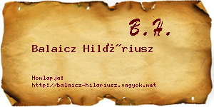 Balaicz Hiláriusz névjegykártya